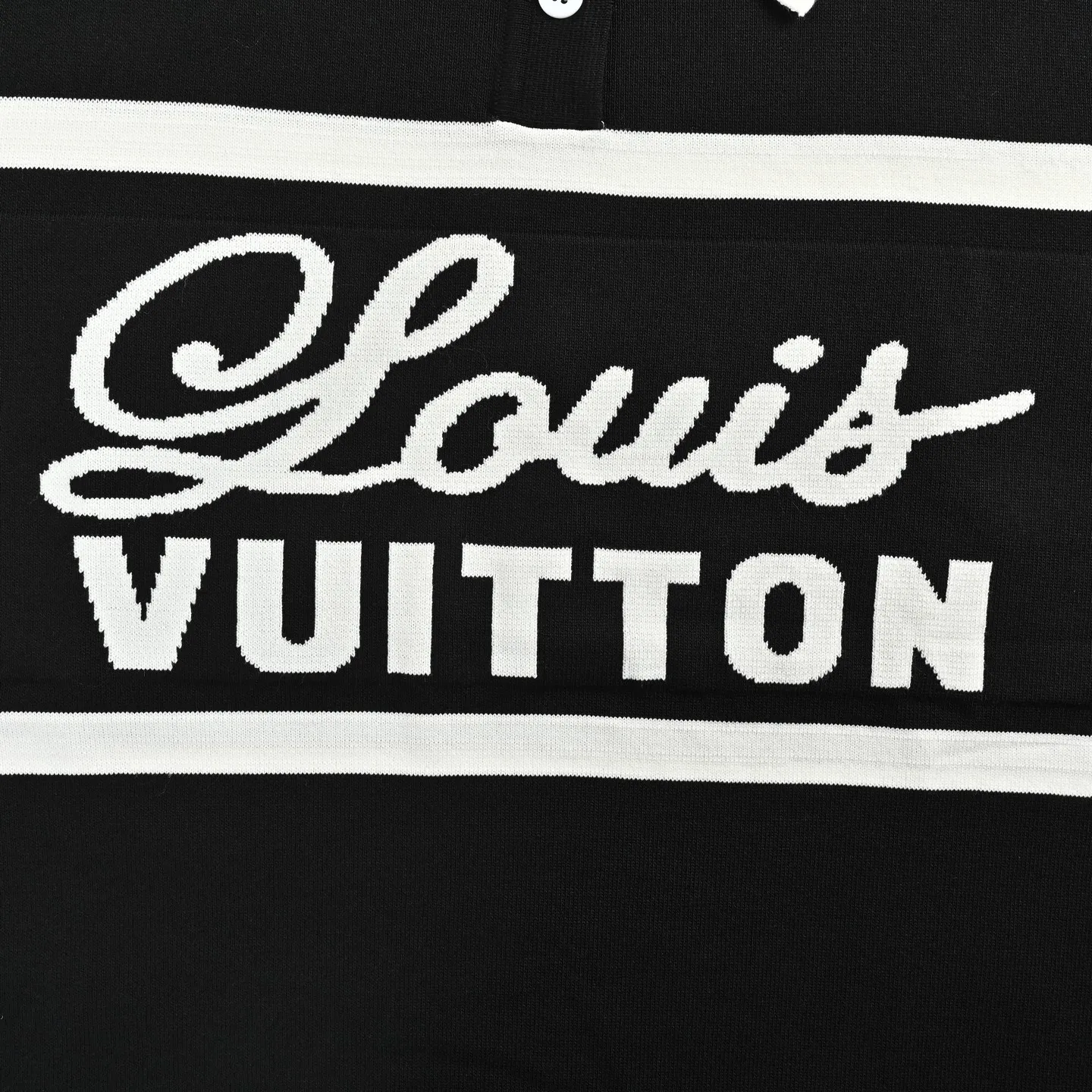 Louis Vuitton/Louis Vuitton striped signature letter jacquard knitted Polo short sleeves